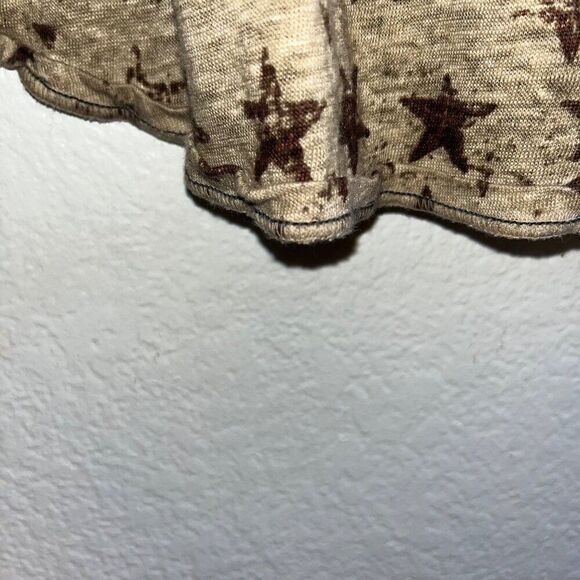 Women's Pete & Greta / Johnny Was Brown Henley Raglan Oversized Stars Stripe Sm - Picture 7 of 10